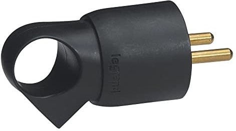 LEGRAND | Fiche 2P+T 16A Franco-Belge Anneau Fixe Plastique, Sortie Droite, Noir, Raccordement Avec Serre-Câble À Vis, Utilisation Intérieure, Compacte Et Facile À Débrancher