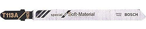 Bosch Professional 3x Hojas de sierra de calar T 113 A Special for Soft Material (para Cartón, espuma de poliestireno, alfombra, cuero, goma, accesorios Sierra de calar)