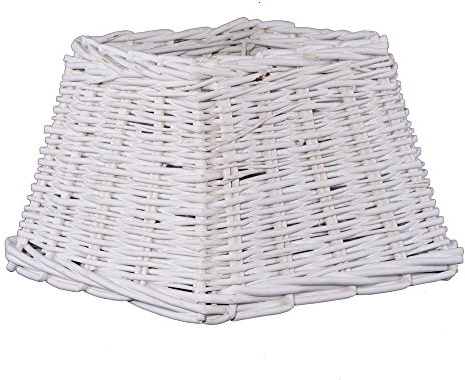 Lampenschirm für Tischleuchte in Vierkant Rattan Matt Weiß Tischlampe Wandlampe 25-17-17