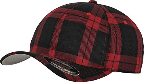 Flexfit Unisex 6197-Flexfit Tartan Plaid Mützen, blk/red, S/M