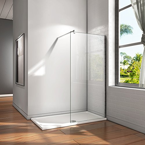 8mm Walk In Duschwand Duschabtrennung mit NANO-Beschichtung 90x200cm Dusche (W90E-20A+B-358 Stabi+1400)