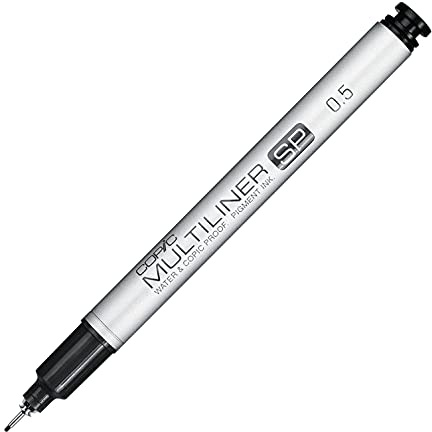 COPIC Multiliner SP 0,5 mm, Black, Aluminium Fineliner mit einer feinen Spitze und wasserbeständiger Pigmenttinte