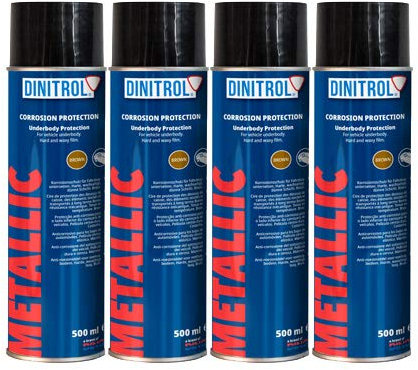 DINITROL METALLIC BROWN UNDERBODY WAX 4 x 500ml AEROSOL SPRAY CANS