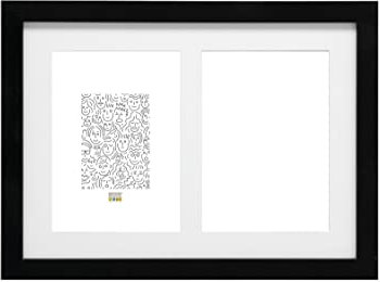 Deknudt Frames Cadre photo avec passe-partout pour 2 photos 10x15cm - Noir - Bois MDF - Multivue - Collage - pour accrocher ou poser - 23x29cm - S66KA2 10x15