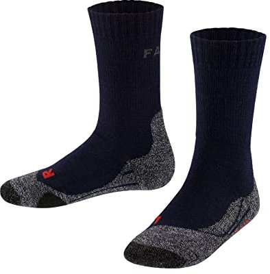 FALKE Unisex Kinder Wandersocken TK2 K So Wolle Funktionsmaterial antiblasen dick 1 Paar, Blau Marine 6120, 23-26
