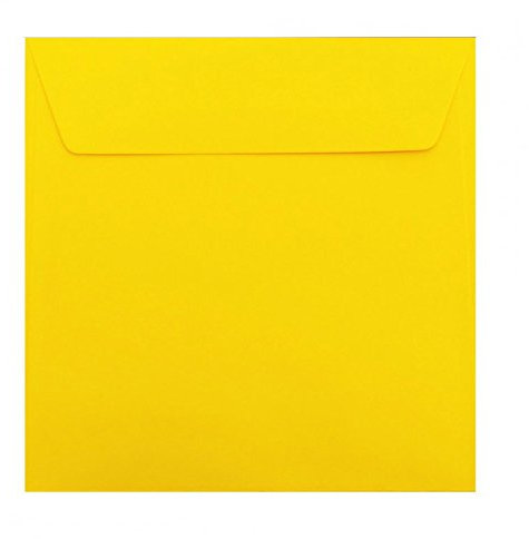 Paper24 100 quadratische Briefumschläge 220 x 220 mm, 22x22 cm, 120 g/m² mit Haftstreifen Farbe: i06 Gelb