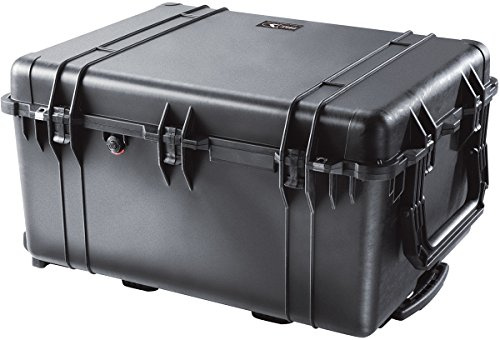 PELI 1630 Caja de Transporte Grande con Ruedas y asa retráctil para Equipos Profesionales, IP67 estanca e Impermeable al Polvo, 148L de Capacidad, Fabricada en EE.UU., sin Espuma, Color Negro