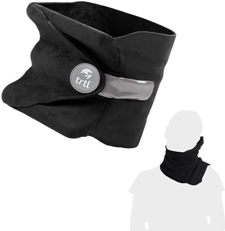 trtl Travel Pillow Schwarz | Nackenkissen für Flugzeug & Auto | Ergonomisches Reisekissen | Einzigartiges Stützsystem | Waschmaschinenfest