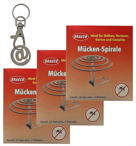 BRAECO 150x Anti-Mücken-Spirale Insektenspriale gegen Mücken Mückenschutz Mückenspirale +1x ILODA Einkaufswagenchip Metall