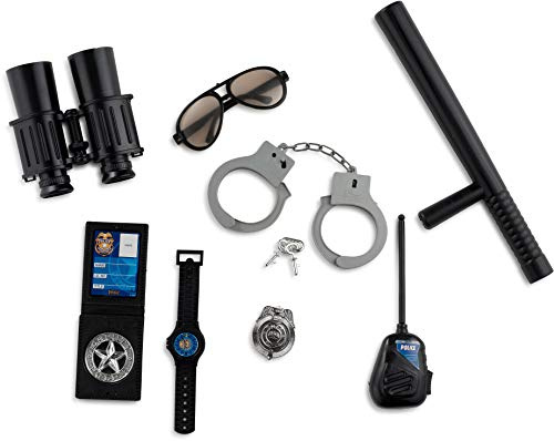 Dress Up America Juego De Accesorios De Policía De Imitación Para Niños: El Kit De Juego De Rol De Agente De Policía Incluye Esposas Con Llaves, Binoculares