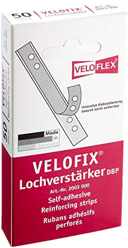 VELOFLEX 2003000 - Lochverstärker VELOFIX (DBP) 105 x 15mm, selbstklebend, glasklar, 50er Packung