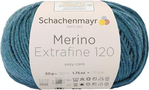 Schachenmayr Merino Extrafine 120 9807552-00166 meerblau meliert Handstrickgarn, Schurwolle