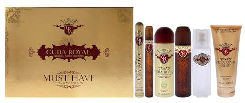 Cuba Royal for Men Gift Set (Eau de Toilette Spray 3.4 Ounce, Eau de Toilette Spray 1.17 Ounce, Shower Gel, After Shave, Body Spray) by Cuba