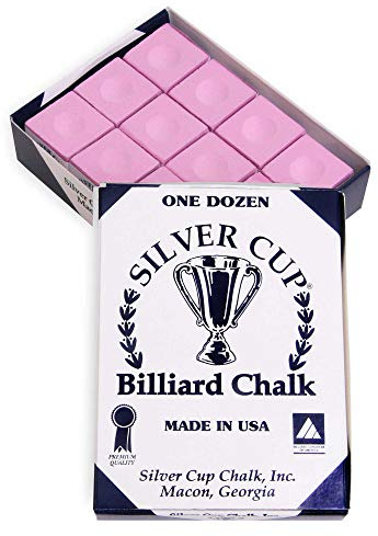 SILVER CUP Billiard CHALK - ONE DOZEN (Pink)