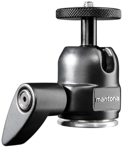 Mantona Basic kulhuvud litet – särskilt lätt och kompakt stativhuvud, 180 g, lastkapacitet 6 kg, med 3/8 tum och 1/4 tums anslutning, för kamera, monostativ, fotostativ, lampstativ, studiostativ