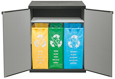 Mongardi 7818C04 - Armadio con 2 ante e 3 borse per la raccolta differenziata, 68 x 39.5 x 85 cm