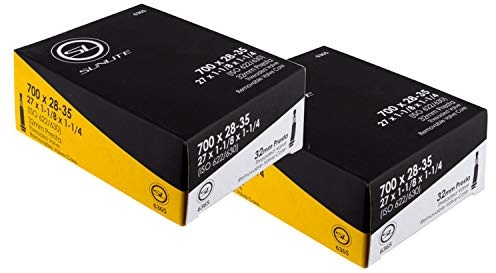 2 Pack - Bike Tube, Presta Valve 700c x 28-35, (27x1-1/8 to 1-1/4), 32mm Presta Valve, Bicycle Inner Tube, Sunlite