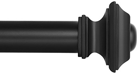 Ivilon Drapery Treatment Window Curtain Rod - Square Design 1 1/8 Rod. 48 to 86 Inch. Black
