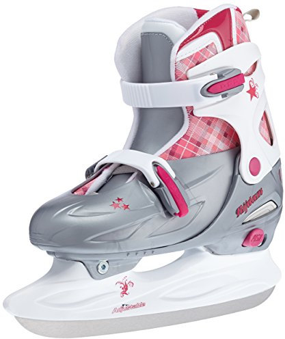 Nijdam Kinder Kindereishockeyschlittschuhe Verstellbar Eishockeyschlittschuhe, Silber/Weiß/Rosa, 38-41
