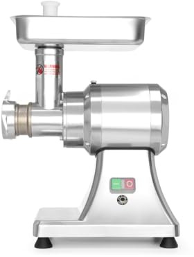 HENDI Fleischwolf, elektrisch, mit 2x Lochscheiben, Worstvuller, Stopfer, Leistung: 100 kg/h, Drehzahl: 170 U/min, rutschfeste Füße, 230V/550W, 432x261x(H)484mm, Edelstahl, Aluminium, PET