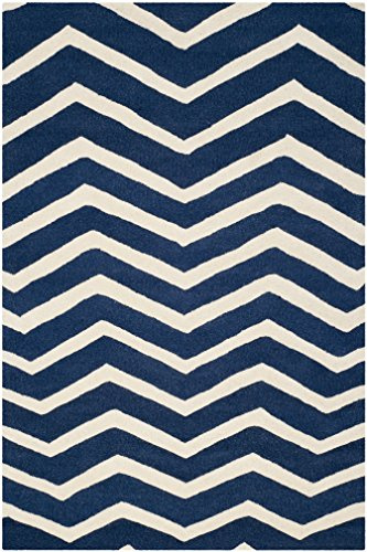 SAFAVIEH Tapis Contemporain Pour Salon, Salle à manger, Chambre à coucher - Cambridge Collection, Tapis à poil court, Marine et Ivoire, 122 X 183 cm