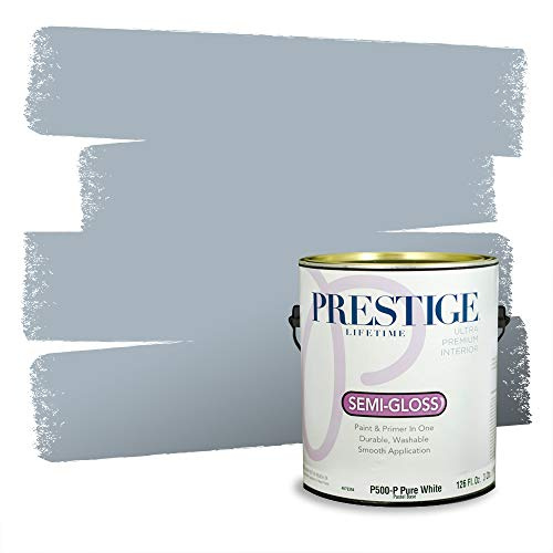 PRESTIGE Paints Interior Paint and Primer In One, 1-Gallon, Semi-Gloss, Comparable Match of Behr* Intercoastal Gray*