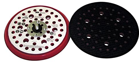 Cubitron 3M Hookit Clean Sanding Low Profile Disc Pad, 52 Holes - For Orbital and Random Orbital Sanders - Hook and Loop Attachment - 6 x 3/8 x 5/16-24 - 20356, Red