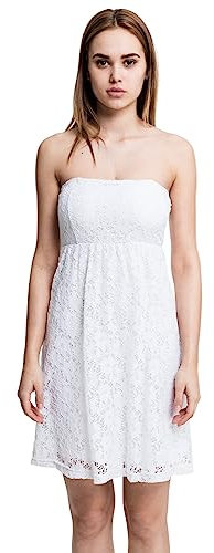 Urban Classics Damen Cocktail Kleid Ladies Laces Dress, Knielang, Gr. 42 (Herstellergröße: XL), Weiß (White 220)