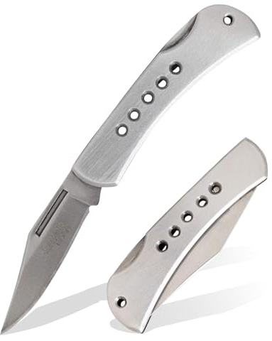 Bear & Son Bear Edge Stainless Steel Lockback Pocket Knife – Slim 2-3/4, Razor Sharp 440 Stainless Steel Clip Point Blade – Lightweight Durable EDC Design with Designer Holes Handle - Made in USA