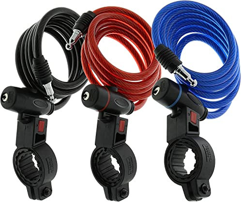 Burg-Wächter Fahrradschloss mit Schlüssel, Spiralschloss mit Halterung, Diebstahlsicherung, Seilschloss Kabelschloss Stahlseilschloss, 100 cm lang, Ø 8 mm, farbig sortiert (zufällige Farbwahl)