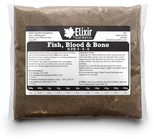 Elixir Gardens Fish, Blood & Bone Meal | Organic Fertiliser | 2.5kg Bag | Treats over 35sqm