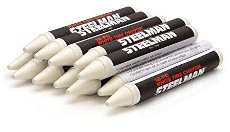 Steelman White Tire Marking Crayons for Mechanics, Marks Damage on Wet and Dry Tires, Box of 12