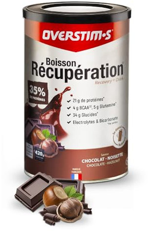 Overstim.s - boisson de récupération élite (420g) - recharge énergétique - glucides, protéines, bcaa, électrolytes - chocolat noisette