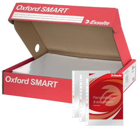 Esselte OXFORD SMART Scatola 300 Buste perforate raccoglitori A4 PP Lucido