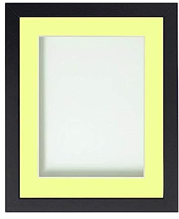 Frame Company Allington Black 10x8 Frame with Lemon Bon Bon Mount for 6x4 | Fits a 6x4 image with mount or a 10x8 image without mount, Frame size 10x8, Overall approx 11.6x9.6, Real Glass Front