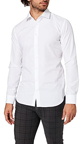 Seidensticker Super Schmal Bügelfrei Stretch, Camisa para Hombre, Blanco (weiß), 37