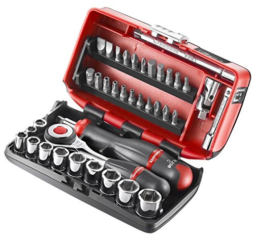 FACOM Sortiment mit Umschaltknarre 1/4“ mit 360° Drehgriff - Zöllisch, 1 Stück, R.360NANO-U1