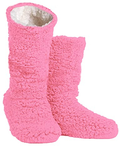 TOSKATOK Ladies Girls Cosy Warm Microfibre Fleece Boot Slippers-PINK