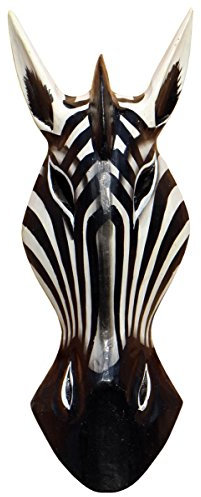 Bali Maske71 - Maschera da parete in legno zebra, 30 cm, realizzata a mano