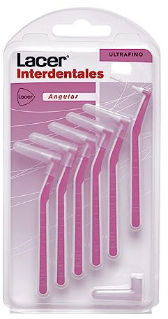 LACER - Cepillo Interdental Angular Ultrafino 6 Unidade, Mango Angulado, Máxima Eficacia, Filamentos Tynex, Previene y Elimina la Placa Bacteriana, Cerdas Suaves