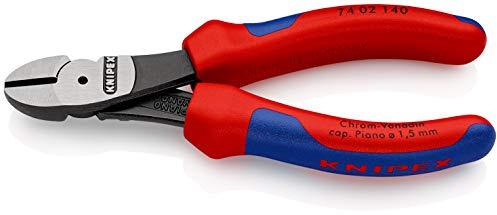 KNIPEX Kraft-Seitenschneider auf SB-Karte schwarz atramentiert mit Mehrkomponenten-Hüllen 140 mm, 74 02 140 SB