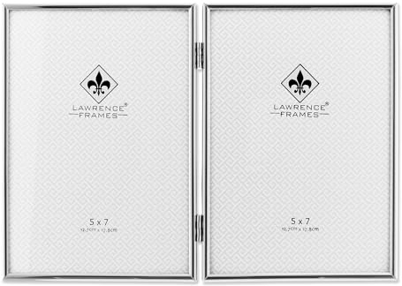 Lawrence Frames Hinged Double Simply Metal Picture Frame, 5 by 7-Inch, Silver