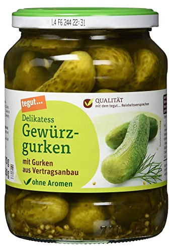 tegut... Delikatess Gewürzgurken, 670g (Abtropfgewicht - 360g)