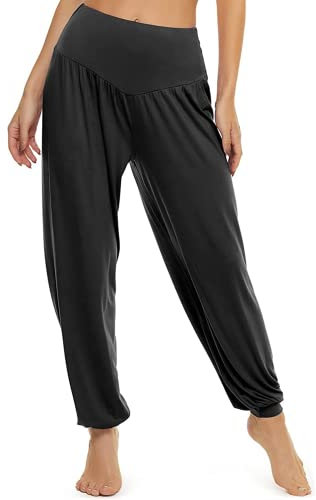BeautyWill Haremshose/Yogahose/Jogginghose/Yoga Pilates Hosen/Yoga pants Hose für Damen - für Sport und Training aus 95% Modal M, Schwarz