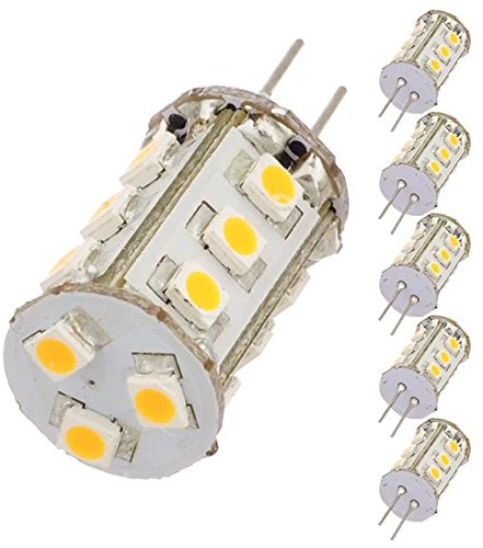LEDwholesalers Tower Type G4 12V AC/DC LED Bulb with 15xSMD3528 for RV Camper Trailer Boat Marine (6-Pack), White, 1411WHx6