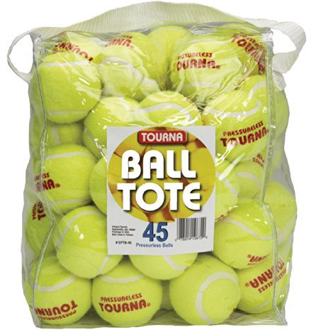 Tourna Drucklose Tennisbälle mit Vinyl-Tragetasche, 45 Stück