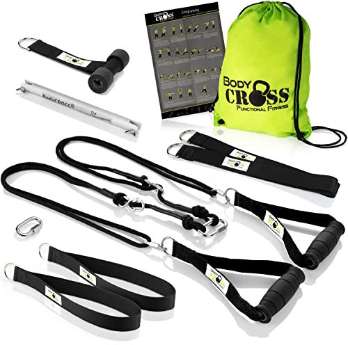 PREMIUM Schlingentrainer, Made in Germany, geprüft & zertifiziert, Slingtrainer Krafttraining Set für zuhause und außen mit Türanker, Poster, Trainingsplan, Befestigungsschlaufe, 10 Jahre Garantie