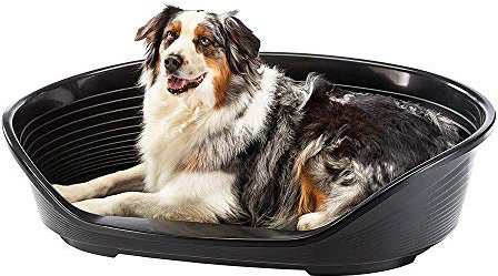 Ferplast Cat Bed, Plastic Dog Bed Large, Ventilation Holes and Non-Slip Rubber Feet for Added Stability 93,5 x 68 x h. 28,5 cm.Black