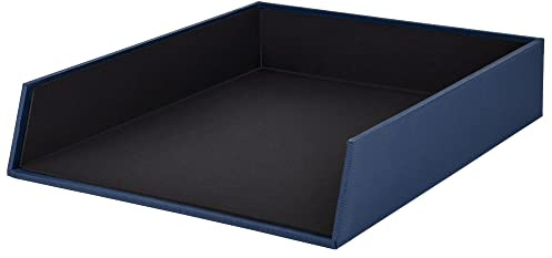 Rössler SOHO Briefablage A4 | Dokumentenablage A4 | Schreibtisch Organizer aus Papier | Ablagefächer stapelbar | Büro Organizer Schreibtisch Zubehör | 32 x 26 x 6 cm | 1 Stück | Farbe: Blau | Navy