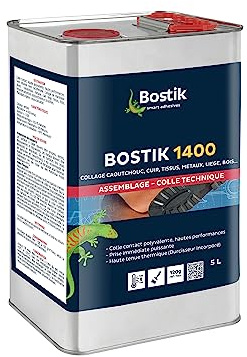 Bostik 1400 Colle Contact Liquide Multi-Usages – Prise Immédiate Puissante – Durcisseur Incorporé – Couleur : Ambré – Bidon de 5L